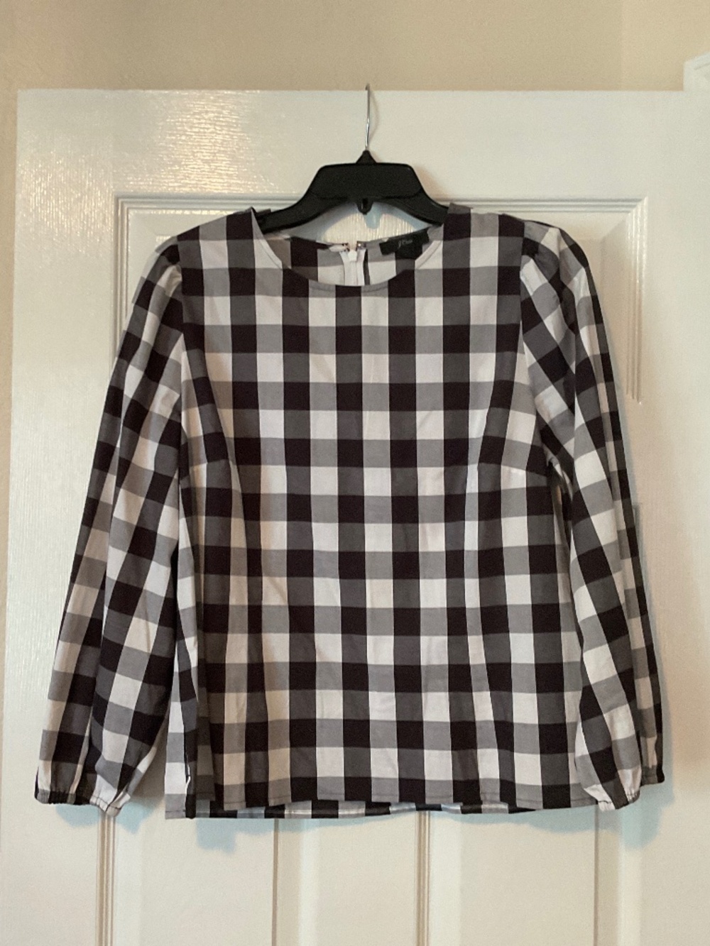 Ladies size 10 black/white check J Crew blouse